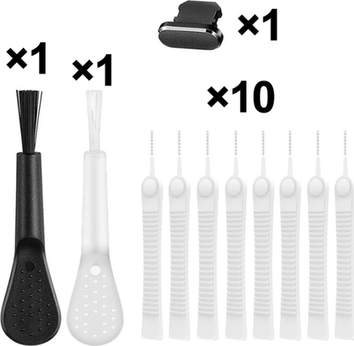 Merkloos Complete Schoonmaak Set Laadpoort Stofverwijderaar Geschikt Voor Apple Iphone Pro En Airpods - Dust Cover Cleaning Kit – Oplaadpoort Schoonmaken – Stofkapje Anti Stof Plug Schoonmaakset Tips - Afbeelding 8