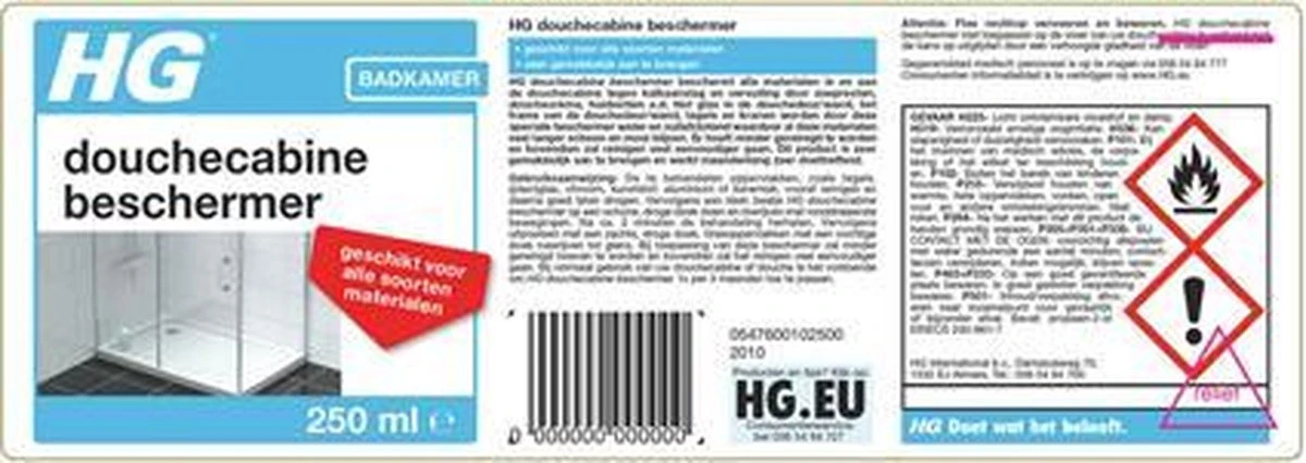 HG Douchecabine Beschermer - 250ml - Voor Alle Soorten Materialen - Afbeelding 2