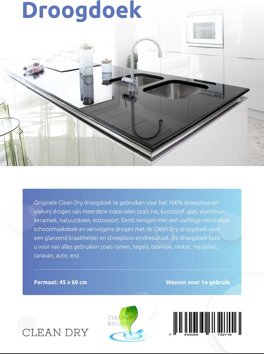 Clean Dry Ramenset Raamdoeken Microvezel Glasdoeken Droogdoek Ramen Origineel - Afbeelding 7