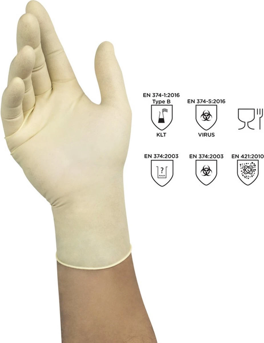 ANSELL MICROFLEX® 63-864 - Latex Wegwerp Handschoenen, Poedervrij, M, Wit, 100 Stuks - Afbeelding 5